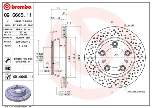Stabdžių diskas BREMBO 09.6665.11