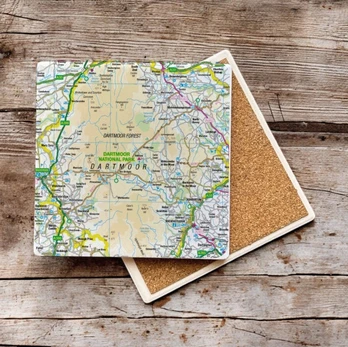 OS Map Ceramic Single Coaster - Dartmoor National Park