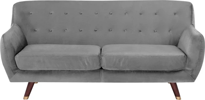 Beliani 3 vietų sofa BODO, aksominė, pilka