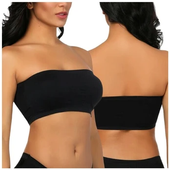 Bandeau liemenėlė be petnešėlių, lygi, juoda