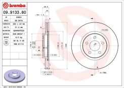Stabdžių diskas BREMBO 09.9133.81 kaina
