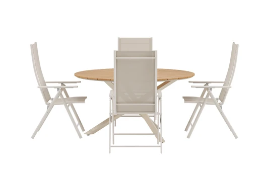 Mexico Table - Nature with 4 Levanzo Chair - Beige