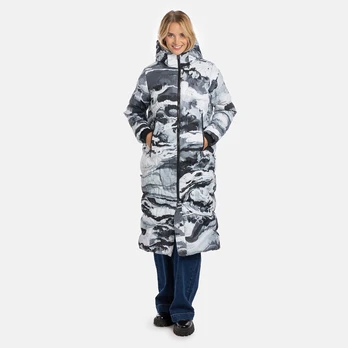 Huppa Moteriškas pūkinis paltas NAIMA, dark gray pattern
