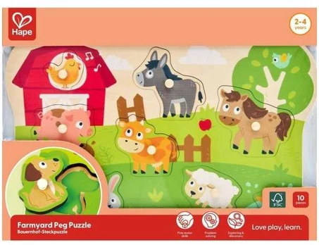 Hape Farm Animals Peg Puzzle