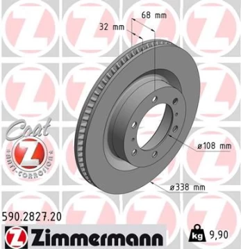 Stabdžių diskas ZIMMERMANN 590.2827.20