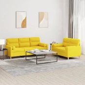 Sofa Sofos komplektas su pagalvėmis, 2 dalių, geltonas, audinys kaina