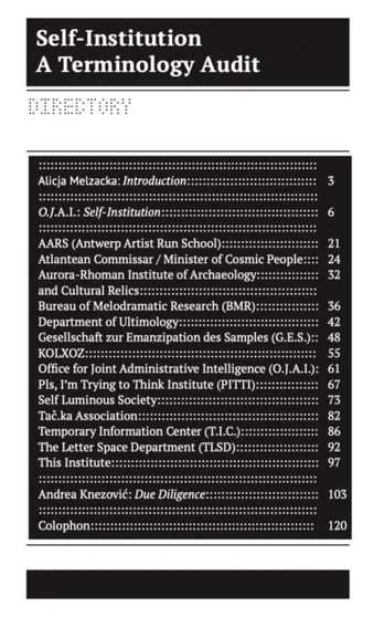 Self-Institutionalization Reader