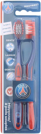 Set Duo, Epl, Paris Saint-Germain, Dantų šepetėlis, Mėlyna & Raudona, 2 pcs