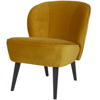 Fotelis Sara, 71 x 59 x 70 cm, aksomas, geltona