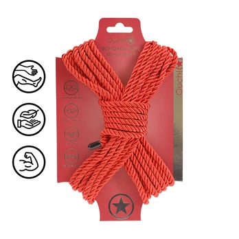 Ouch By Shots Polyester Bondage Rope - 32.8 ft / 10 m - Raudona