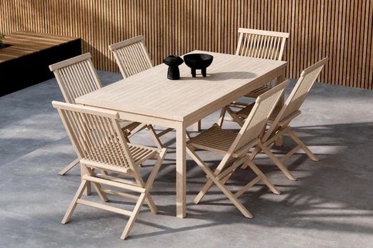 Kenya Dining Table + Kenya Dining Chair - Whitewash x 6