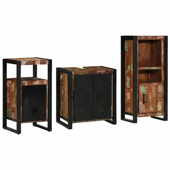 Vonios baldų rinkinys su lentyna 3 pcs Kieta mediena