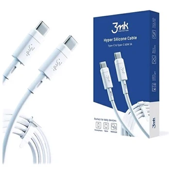 Kabelis 3MK Hyper Silicone Cable USB Type-C, USB Type C, 1 m, balta