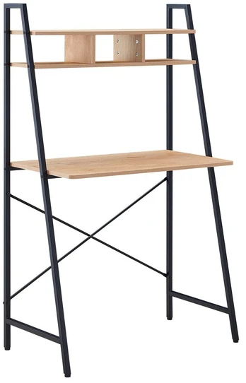 Desk STUDY with shelf 84x44xH142cm, oak/ruda
