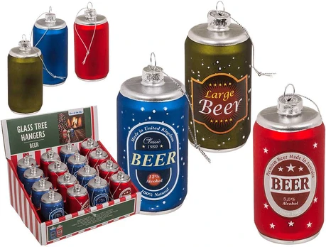 Stiklinis eglės žaisliukas "BEER"