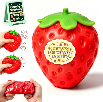 Squishy braškė crunchy antistresinis minkomas žaislas