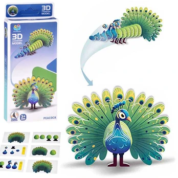 3D kartoninė dėlionė – spalvingas povas, 18 d.