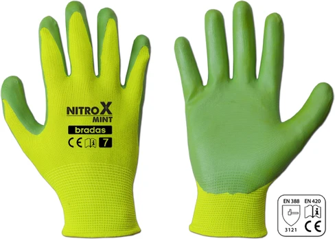 Sodo ir darbo pirštinės Bradas NITROX MINT, 6 dydis, 6 vnt.