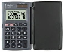 Vector KAV CH-862D pocket calculator with cover, grey kaina