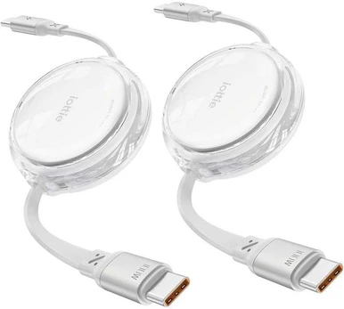 Dėklas iOttie 100W Retractable USB-C Cable 2 Pack, baltas