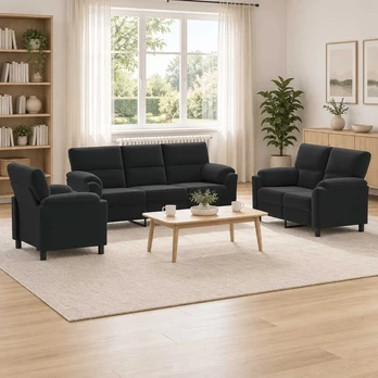 Sofa Sofos komplektas 3 vnt. Juoda Aksomas