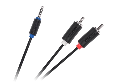 Kabelis Cabletech Audio 3.5 mm (M) -> 2 x RCA 1m