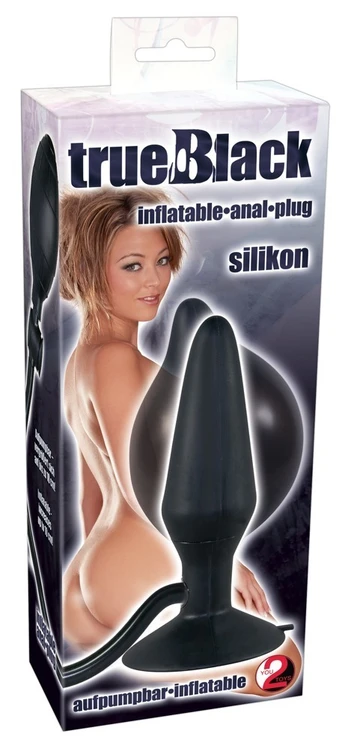 True Black inflatable Plug pripučiamas analinis prekė