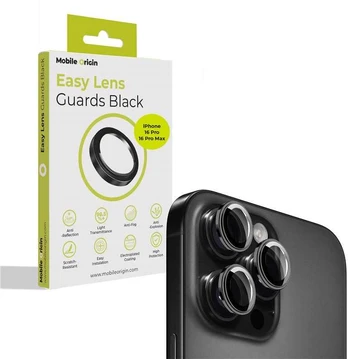 „Mobile Origin Easy Lens“ apsauginiai dėklai, juodi – „iPhone 16 Pro / 16 Pro Max“