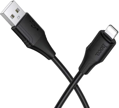 Silikoninis laidas USB A į Lightning Hoco 2,4A 1 m X124 juodas
