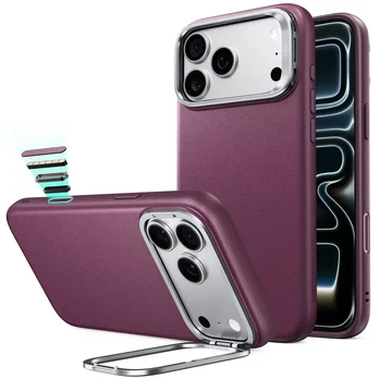 Bordo dėklas Apple iPhone 17 Pro Max / 18 Pro Max telefonui "ESR Leather Kickstand Magsafe"