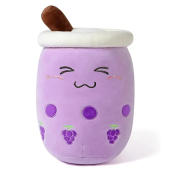Mielas pliušinis žaislas / pagalvė Boba Bubble Tea, violetinė
