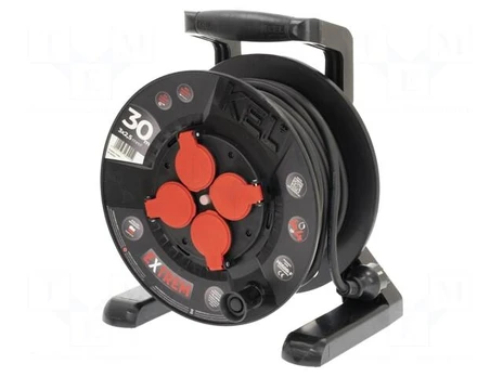 Extension lead | 3x2.5mm2 | reel,with non-rotating sockets | black