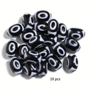 Dervos karoliukai, Black + White (10pcs)