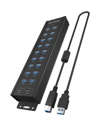 ICY BOX IB-HUB1720-U3 20 port HUB, 96 WATT PS