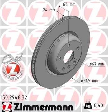 Stabdžių diskas ZIMMERMANN 150.2946.32