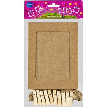 Kartoninis nuotraukų rėmelis 15.5x11.5cm su segtukais 10vnt