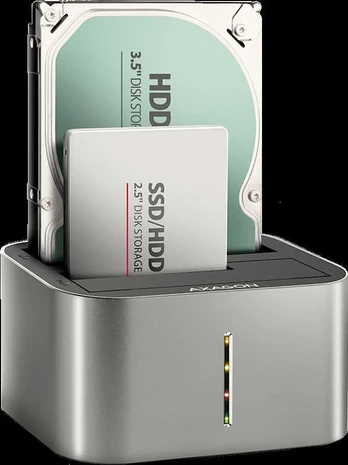 Kietasis diskas AXAGON ADSA-DC USB3.2 Gen1 - 2x SATA 6G CLONE DUAL HDD Dock Station ASMedia