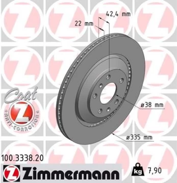 Stabdžių diskas ZIMMERMANN 100.3338.20