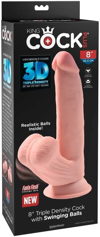 Dildo KING COCK PLUS 3D WITH SWINGING BALLS 24,5 cm