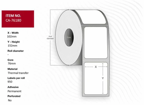Capture Label 102 x 152mm, Core 76mm,