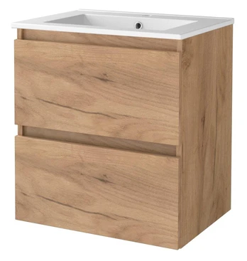 Vonios spintelė su praustuvu Basicline, whiskey oak sp., 46.5 cm x 61 cm x 67 cm