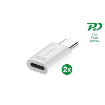 4Smarts Adapteris Lightning to USB-C PD 27W 2 Pcs Set (Juodas)