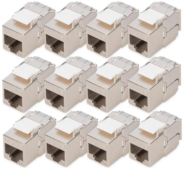 Digitus CAT 6A compact keystone module, shielded, tool-free mounting connection, 12 pcs.