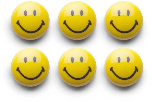 Magnesy Smiley, 6 vnt, Ø 3 cm