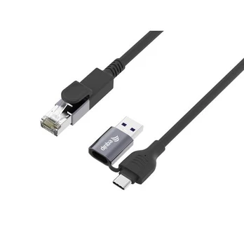 Adapteris USB Equip Equip Adapteris GigaBit USB-C+A->RJ45 St/St 3.00m Black