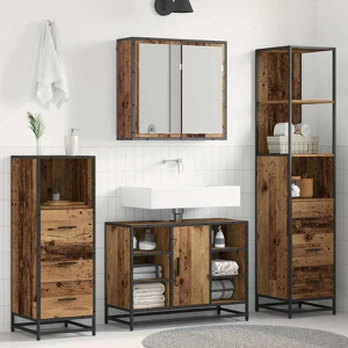 Vonios baldų rinkinys 4 pcs Sena mediena 80 x 33 x 60 cm