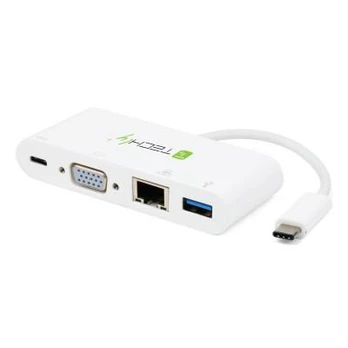 Adapteris TECHLY IADAP USB31-DOCK2 USB-C na VGA/RJ45/USB-A/USB-C PD