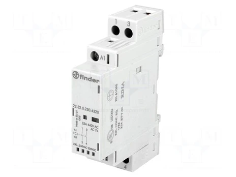 Relay: installation | monostable | NO x2 | Ucoil: 230VAC | 25A | IP20