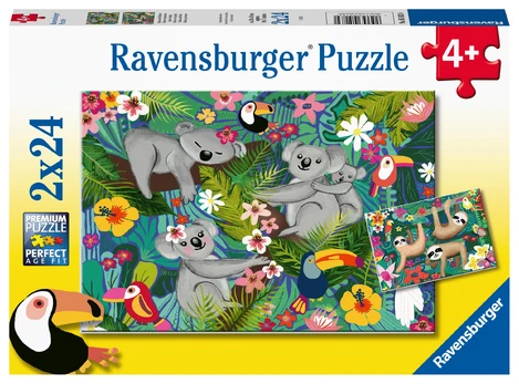 Dėlionių rinkinys Ravensburger Koalos ir tinginiai, 2x24 d.