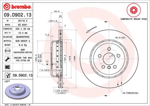 Stabdžių diskas BREMBO 09.D902.13